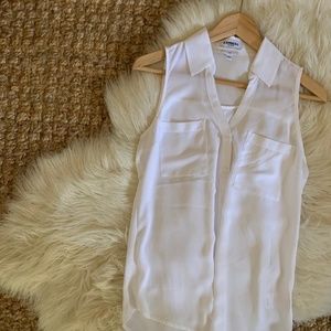 Express Slim Portofino Sleeveless Shirt White Small
